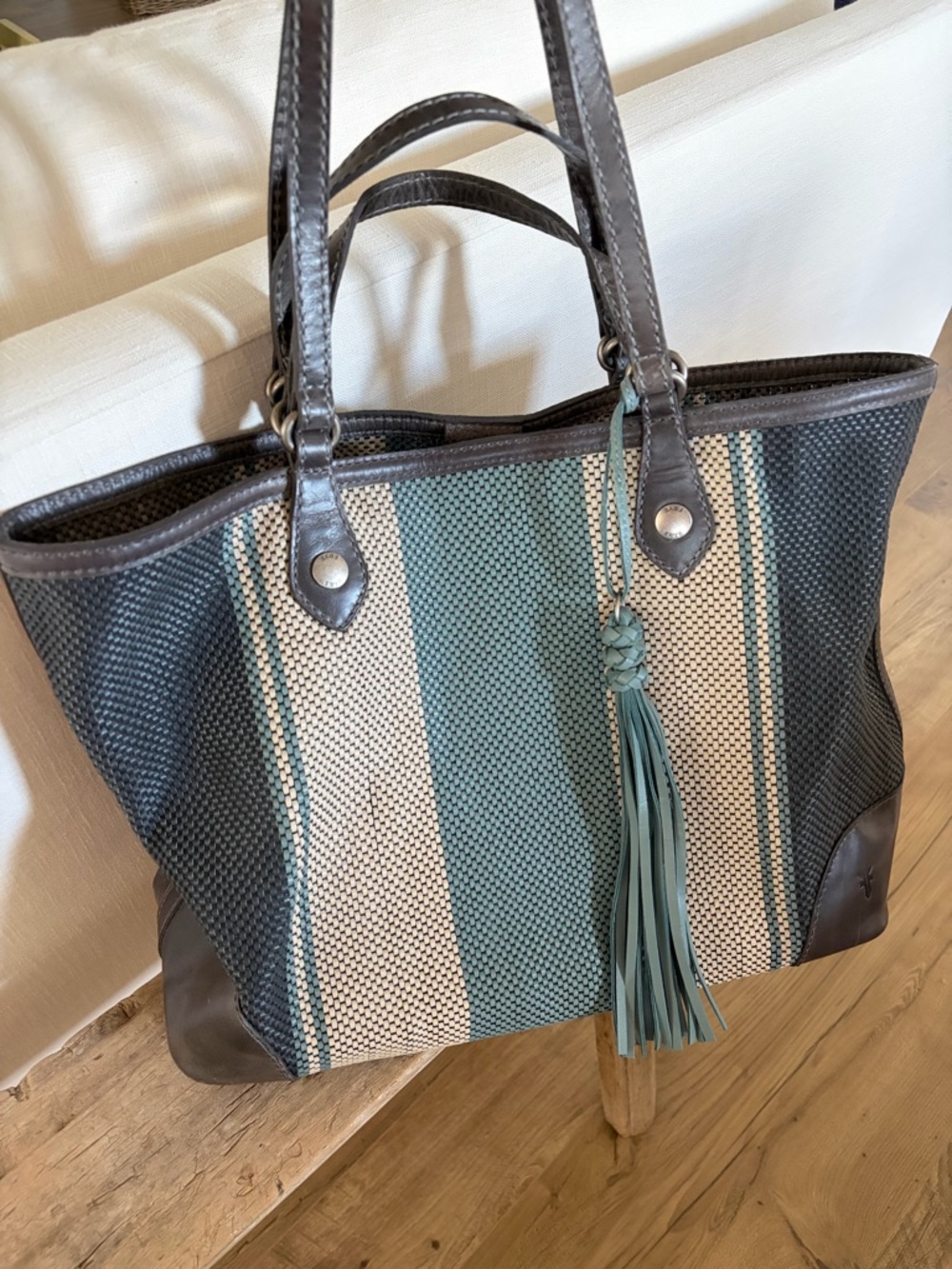 Frye Melissa Striped Woven Shopper Tote